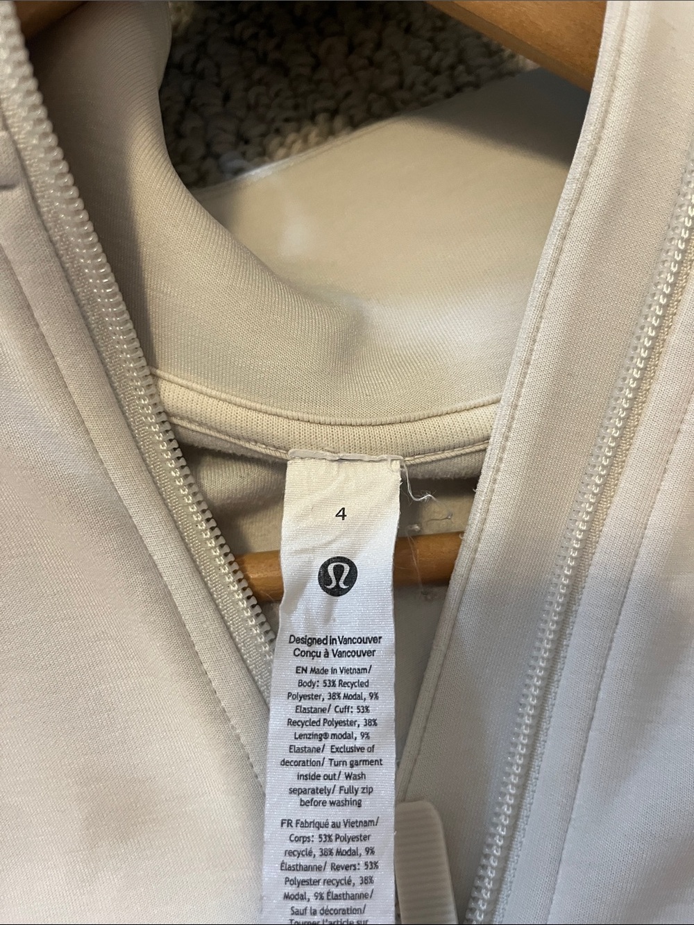 lululemon athletica Light Cream Softstreme Half-Zip Cropped Pullover - Picture 3 of 4